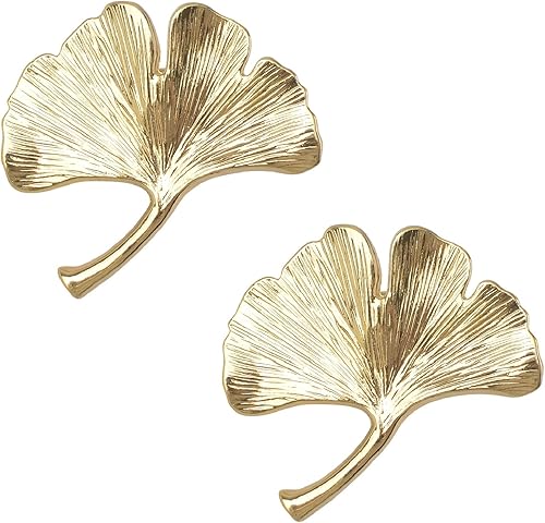 MOROBOR 2 pomos de Ginkgo para armario, tiradores de cajón de metal sólido, tiradores creativos de decoración para armario, cajón, estantería,