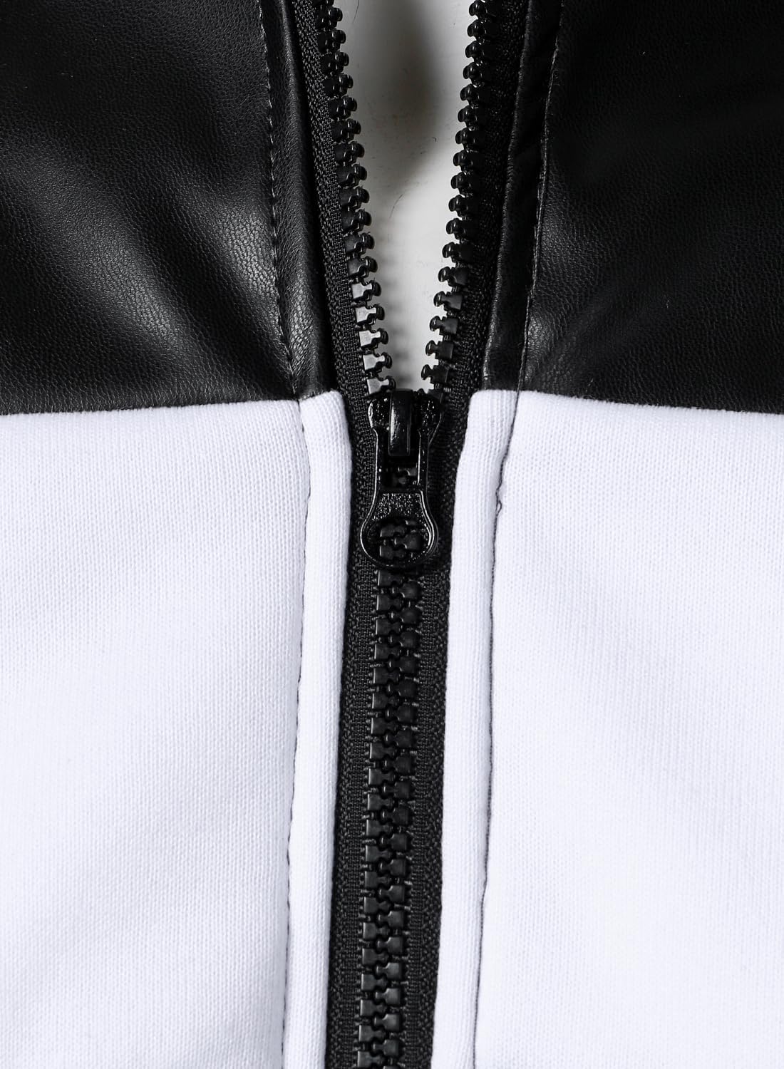 FANARCHER Mens Lightweight Bomber Jacket Casual Zipper Coat Color Block with Faux Leather Varsity Jacket - Image 7