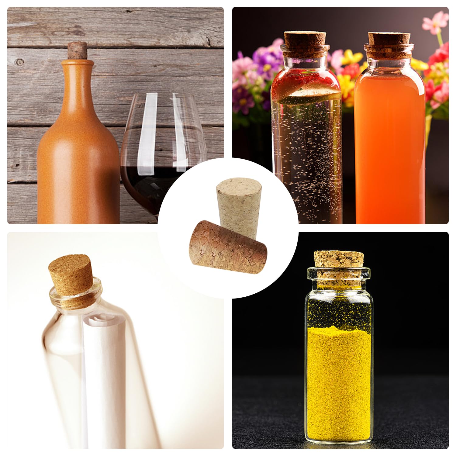 30 Tappi Di Sughero Naturali Conici - Per Bottiglie Di Vino, Fai Da Te, Riutilizzabili - Foto 2