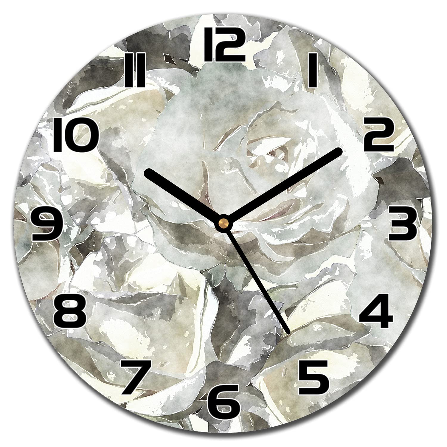 Horloge en Verre Haute Définition Impression Roses de Jardin Élégante 30cm