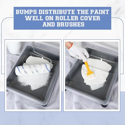 Miniatura 5 de Geelin 80 bandejas de pintura para bandejas de pintura de 9 pulgadas, rodillo blanco, bandeja de pintura de plástico desechable con textura para