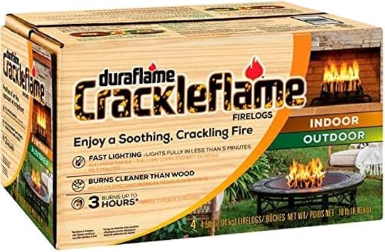 Duraflame Crackleflame Firelogs Cozy Crackling Fireplace Logs, Fast Lighting in Under 5 Minutes, Burns 80% Cleaner Than Wood, Indoor/Outdoor Use 1 Case