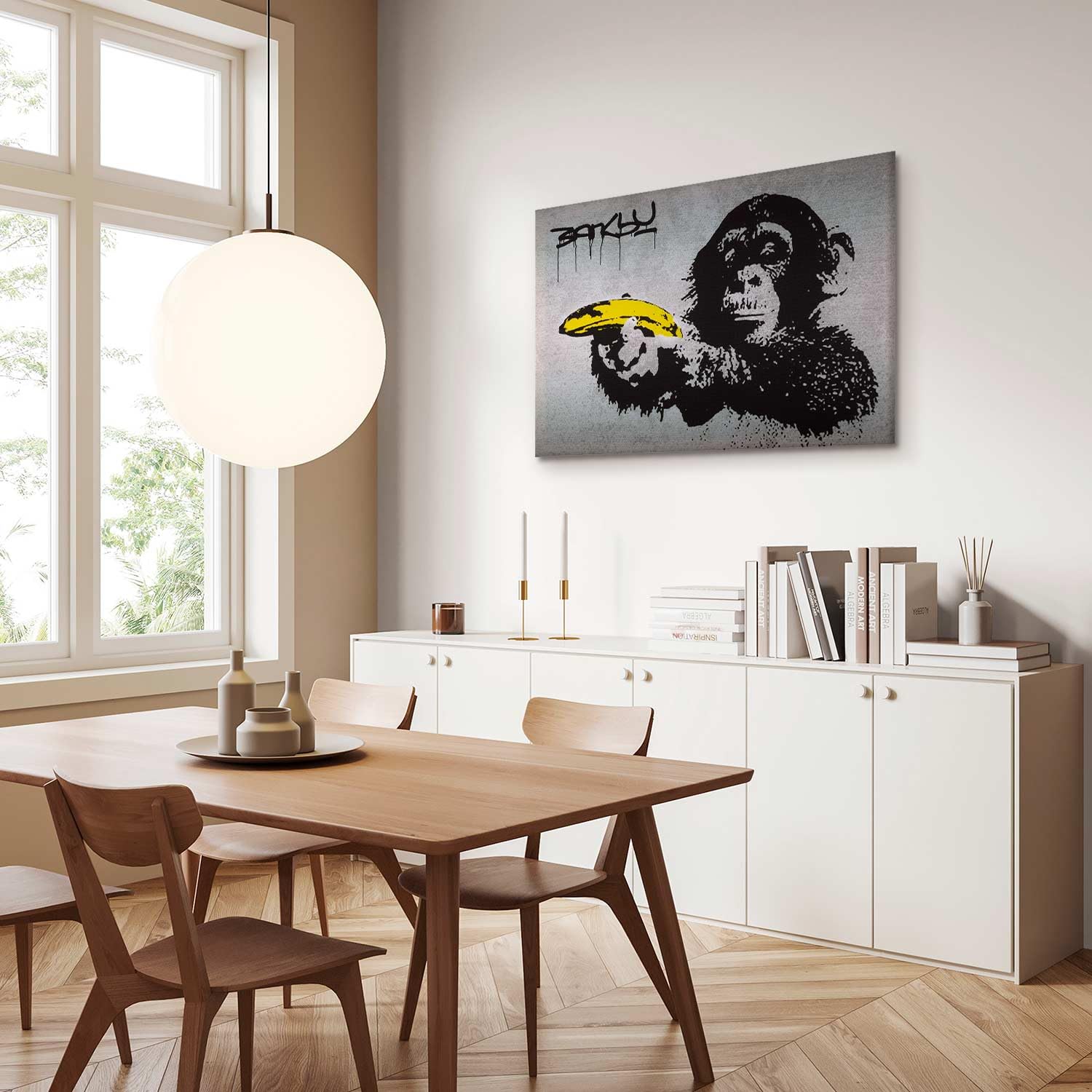 B&D XXL - Leinwandbild Affe mit bananen, 120x80 cm, 1-teilig, Schlafzimmer