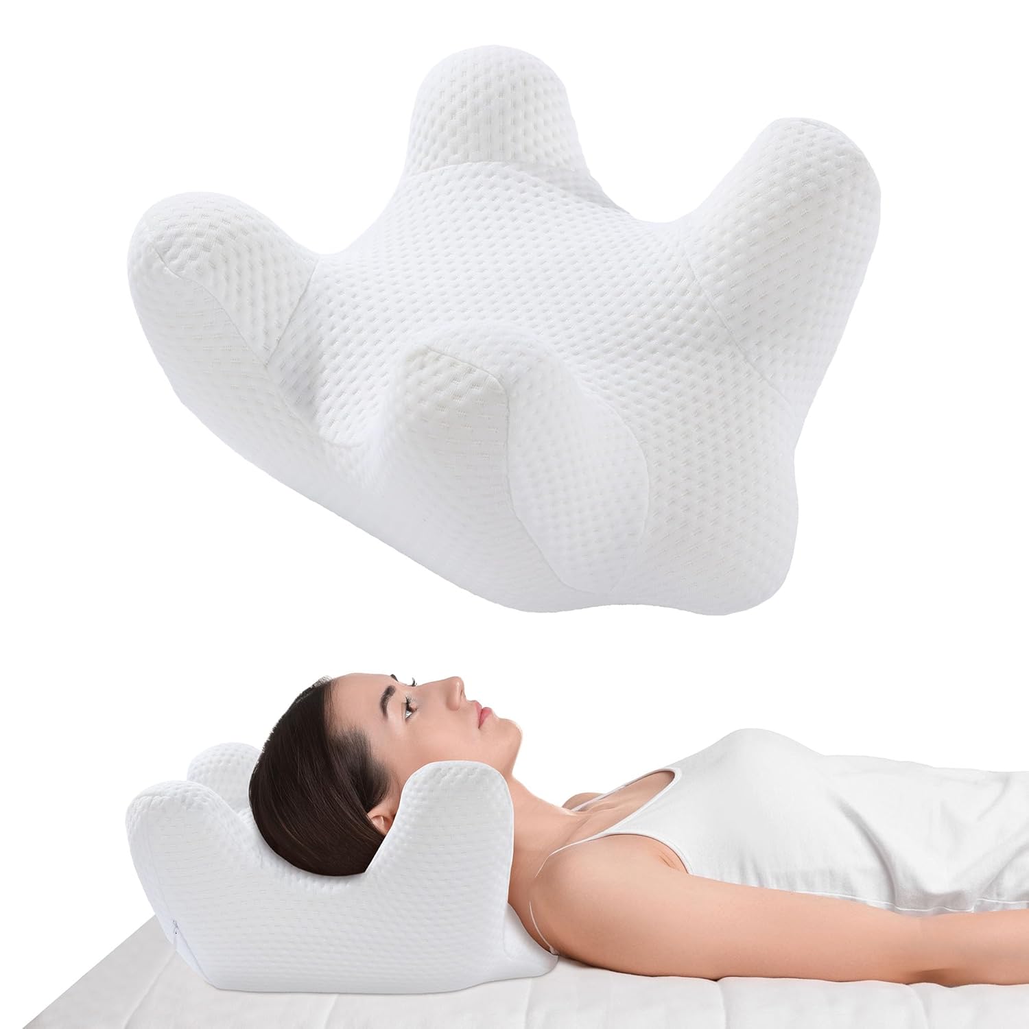 MABOZOO Air Layer Fabric Face Pillow Ergonomic Beauty Cervical Pillow for Neck Shoulder Comfort Support Memory Foam Contour
