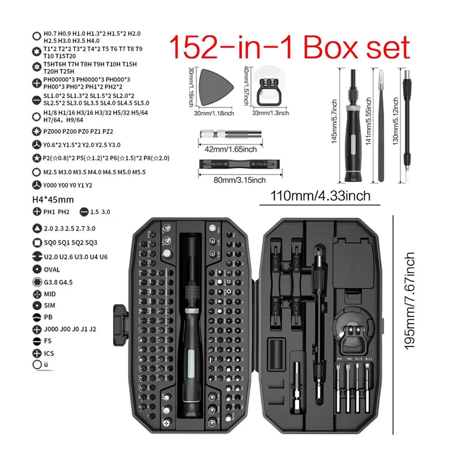 Kit de destornillador precisión magnético 25 152 en 1 puntas Torx T5 T6 for reparación portátiles