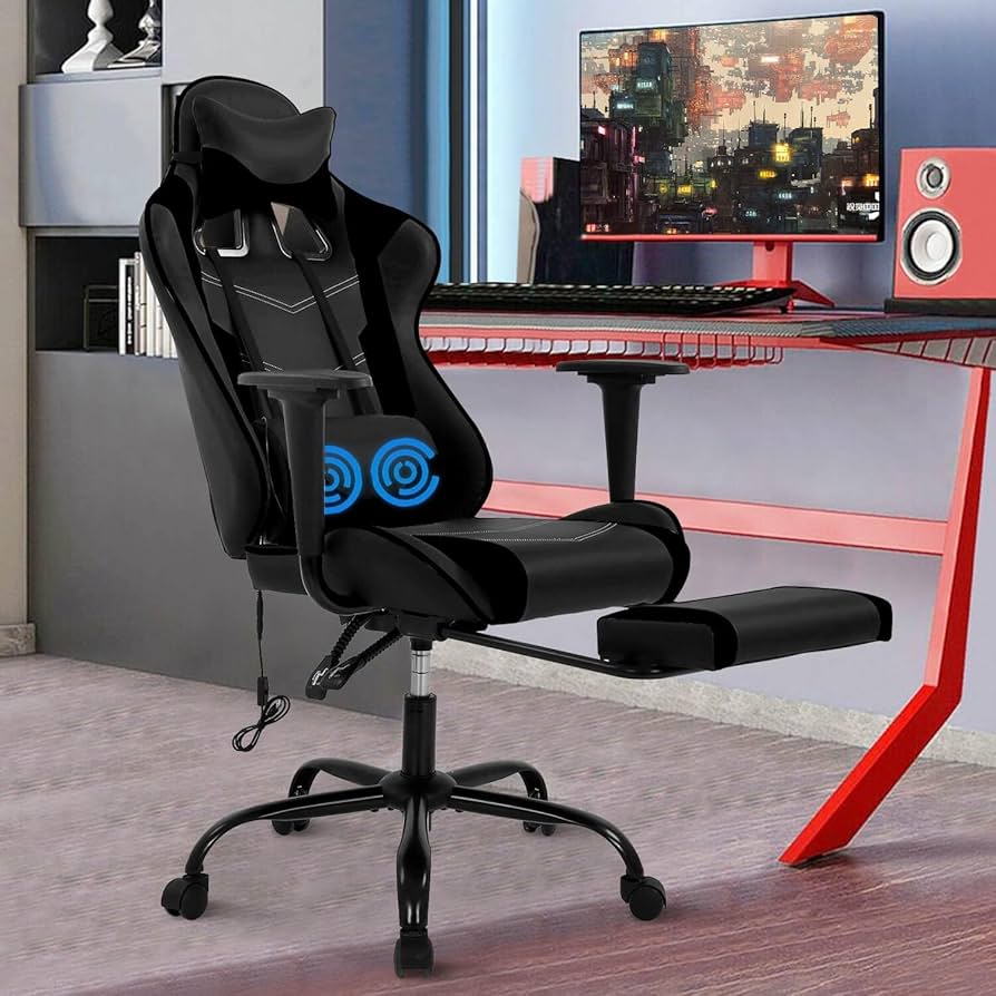 Amazon.com: Massage Gaming Chair with Footrest - Ergonomic