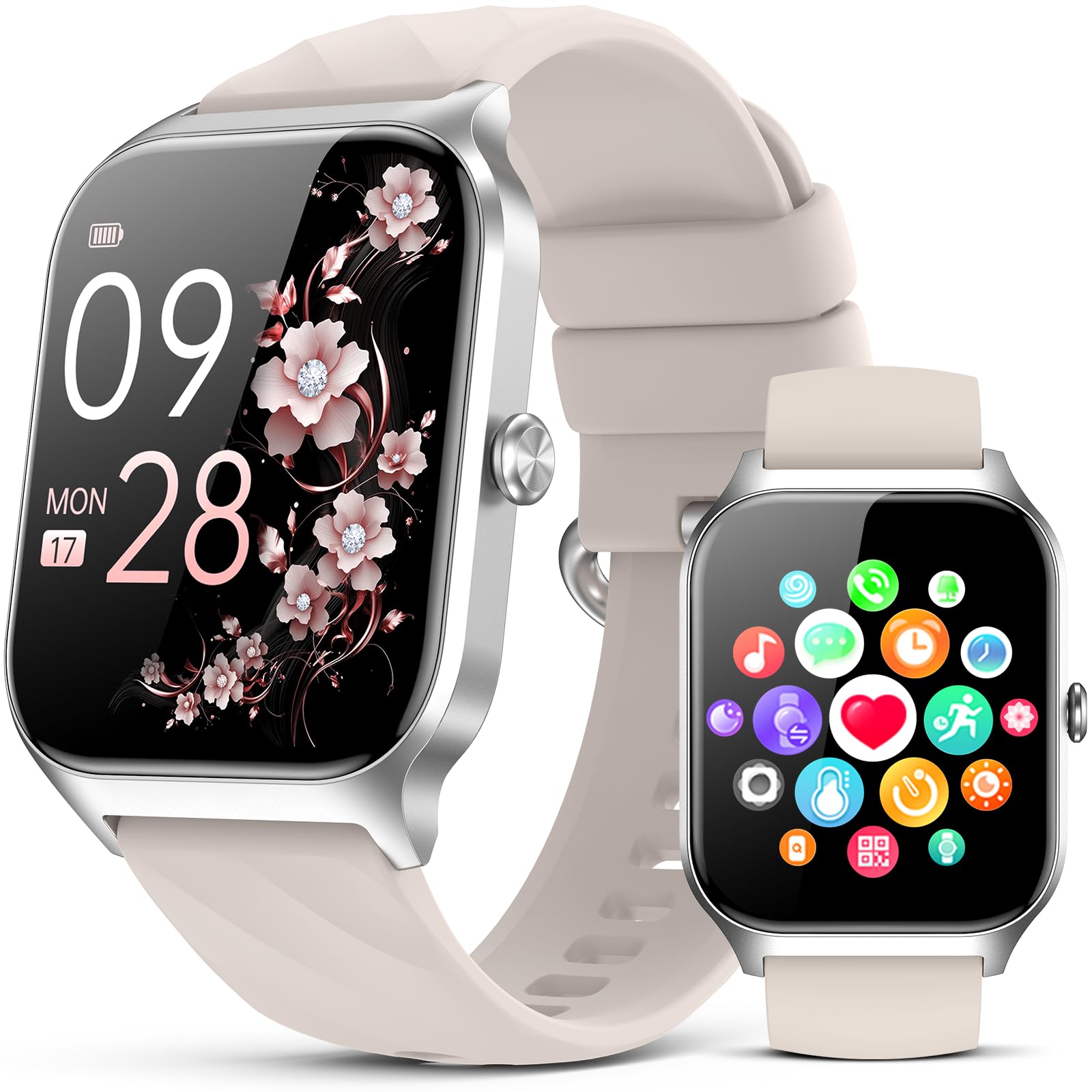 Kriutefy Smart Watch for Women Men - Answer/Make Call, Fitness Tracker Smartwatch for Android iPhone Compatible, Sleep Female Cycle, 120+ Sports Modes Step Counter (Champagne Gold, 2 Straps) — view 10
