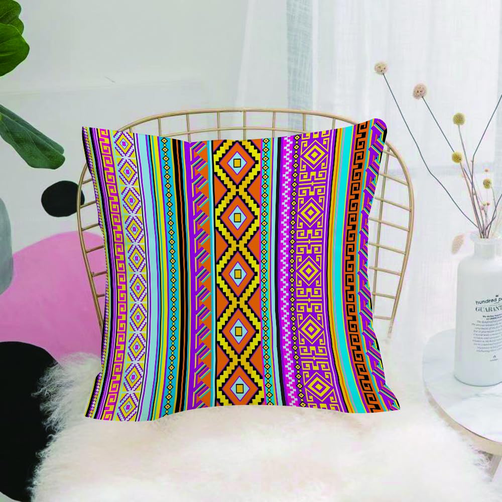 HYOSXW Cushion Cover,Throw Pillow Case Home Decorative for Living Room Bedroom Sofa Chair 16X16 Inch,Ethnic, folkloric Aztec pattern with Indian,Pillowcase 40X40cm