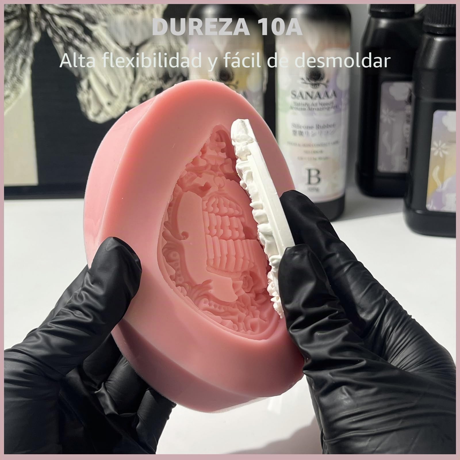 SANAAA RosaSilicona Líquida Goma de Silicona para Moldes 1:1, DIY, Fundición, Manualidades, Molde de Jabón (1100g)