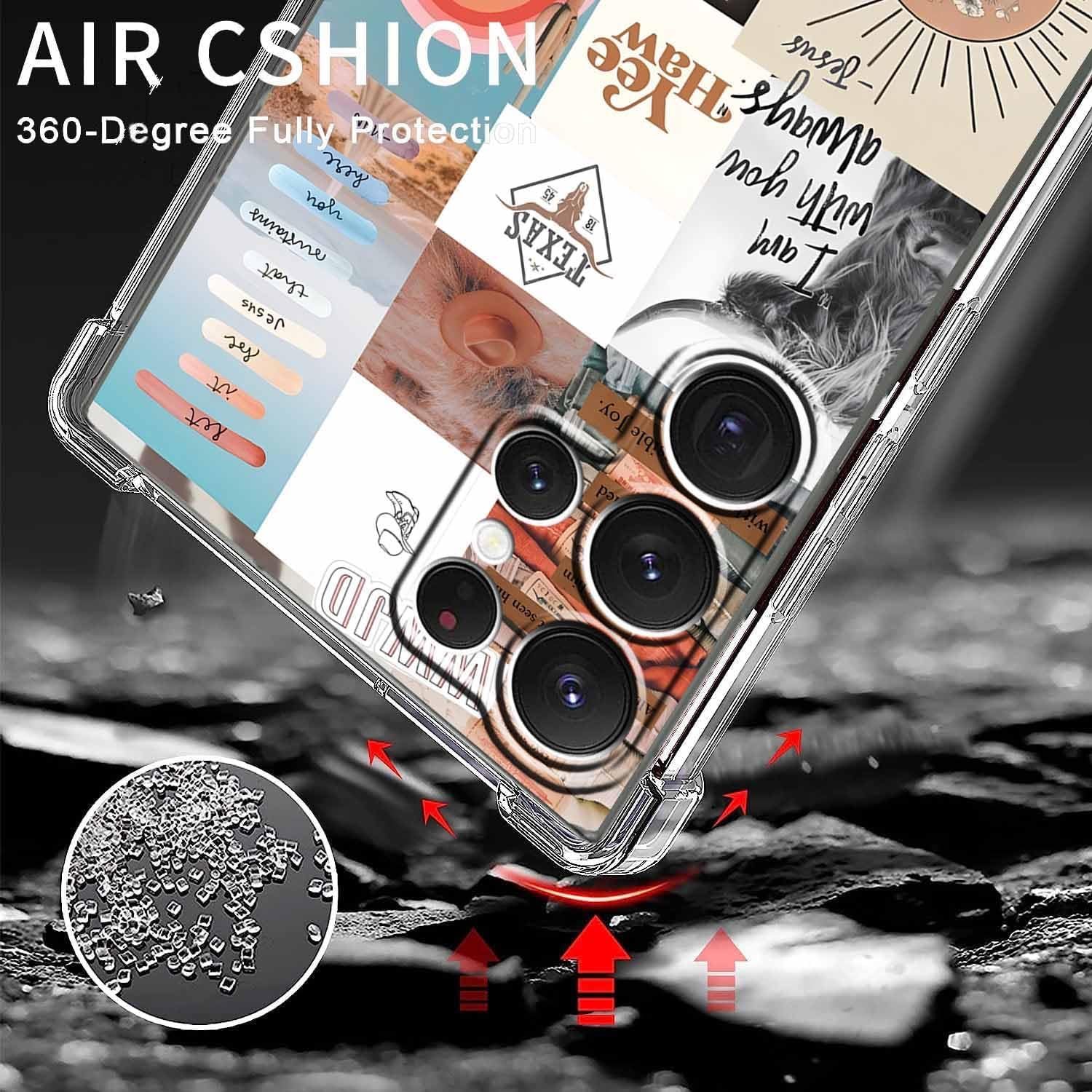 Jesus and Cowboy Case for Samsung Galaxy S25 Ultra,Christian Quotes and Western Collage,Trendy TPU Bumper Case for Galaxy S25 Ultra - Image 3