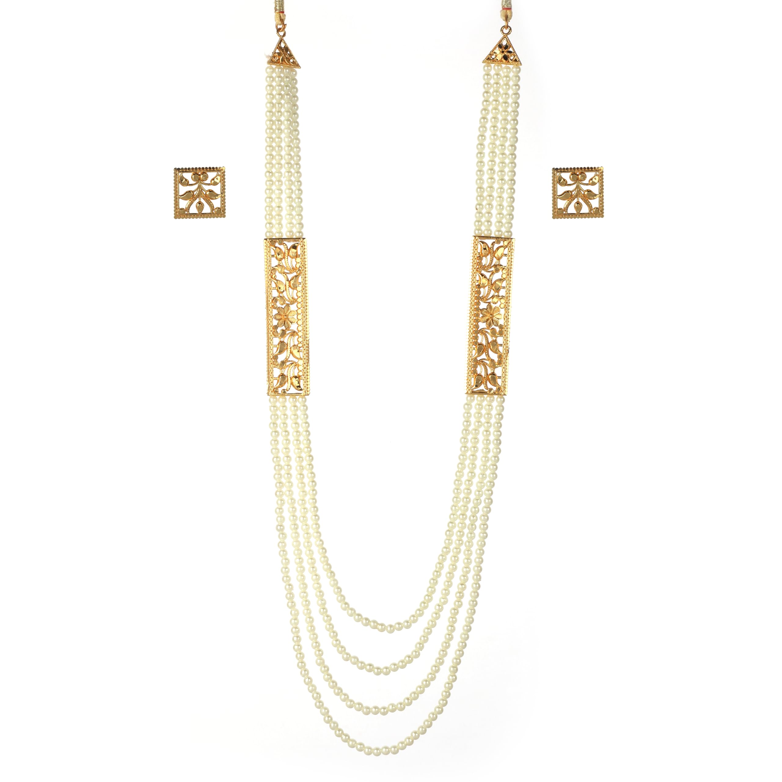 Sk Jewellery Hub Gold Plated Traditional 4 Layer Kundan Pearl Long Necklace Earrings Jewellery Set For Women | Necklace Set For Girls With Off White Pearls (B0D1CLGCP4) Amazon Price History, Amazon Price Tracker