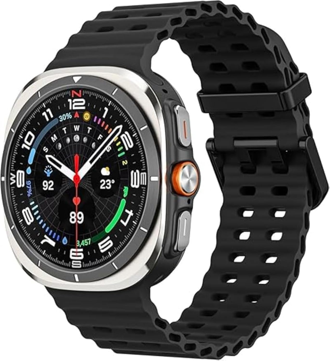 Rugged Band Compatible with Samsung Galaxy Watch 7 Ultra Band 47mm, Soft Silicone Sport Waterproof Strap Marine Bands for Galaxy Watch Ultra 2024 for Men & Women