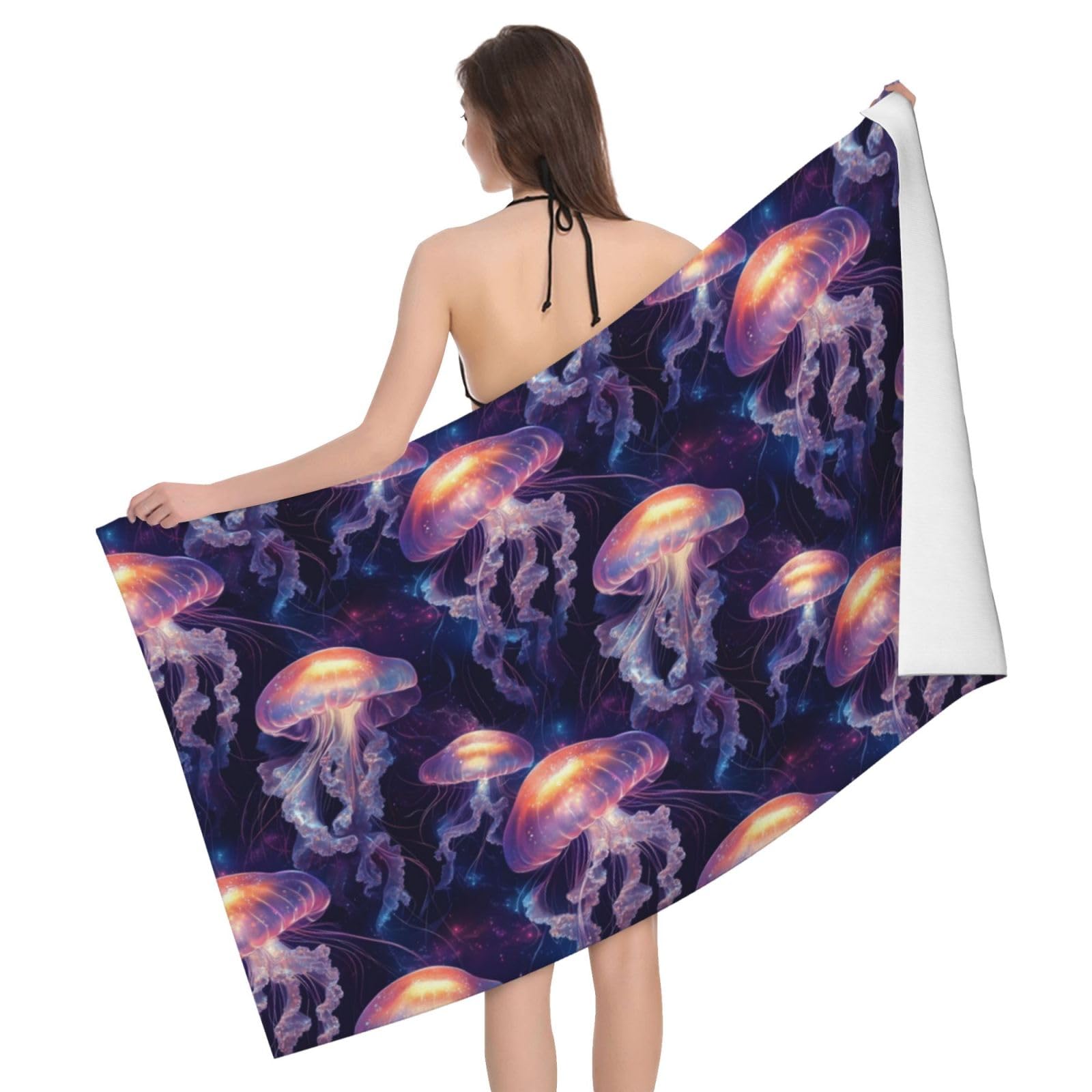 Serviette de plage à séchage rapide et drap de bain microfibre doux méduse