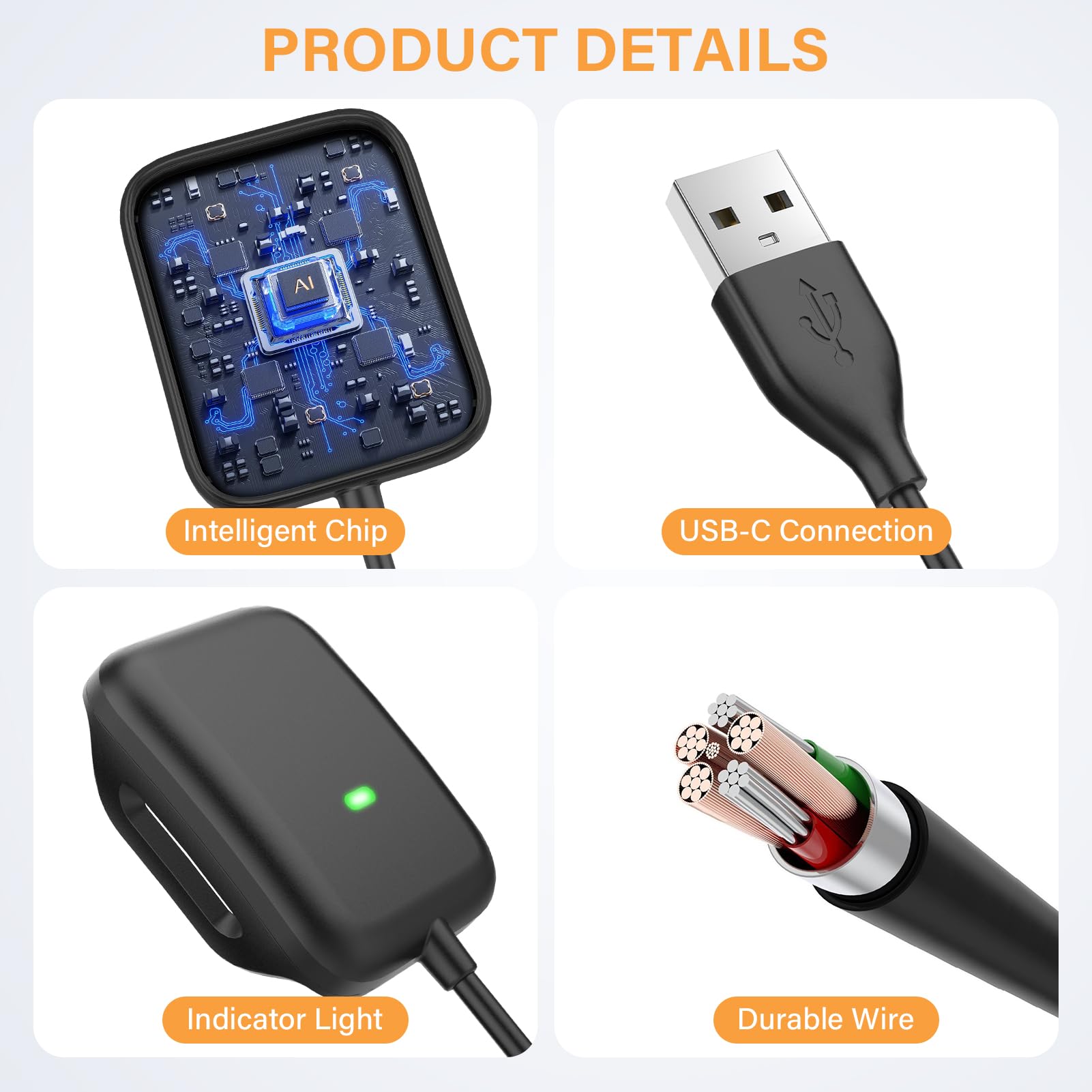Chargeur compatible avec Whoop 5.0/MG, câble de charge magnétique portable USB de 1 m, accessoire pour montre intelligente Whoop 5.0/MG, non compatible avec WHOOP4.0