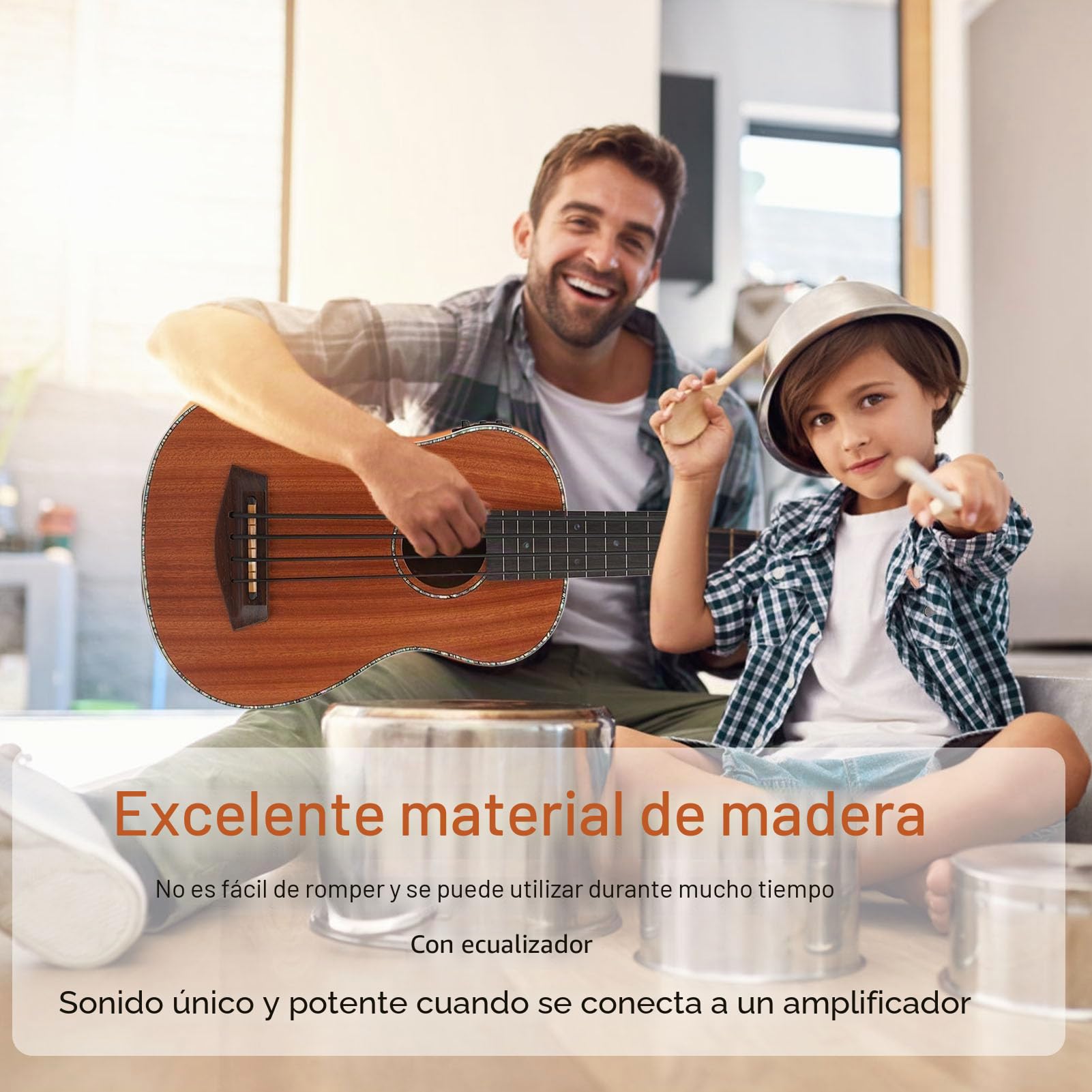 Bajo Acústico, 4 Cuerdas, 16 Trastes, Excelentes y Hermosos Arreglos de Acordes para Niños, Amigos o Amantes de la música.