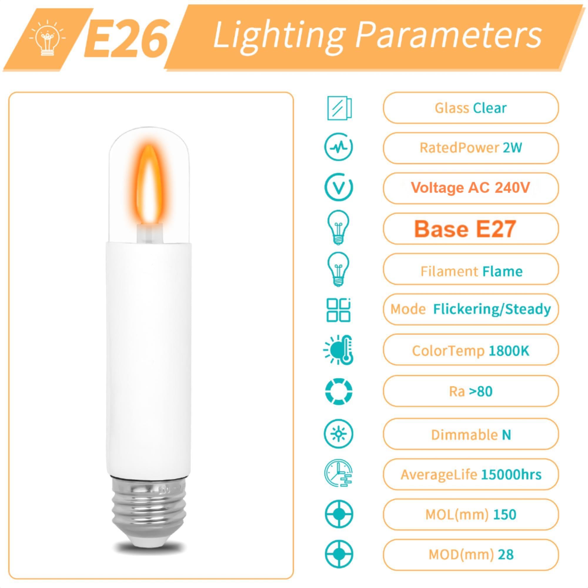 HEWA-Tech Flame Effect Light Bulbs Flickering E27 LED Bulbs for Party Patio Porch Home Indoor & Outdoor Decorations (T9 - Image 3
