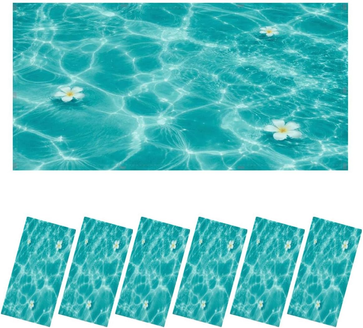 6 Pack Fluorescent Light Covers for Ceiling Light, Clear Turquoise Water Light Covers for Classroom Office Home, 4' x 2' Decorative Magnetic Light Cover