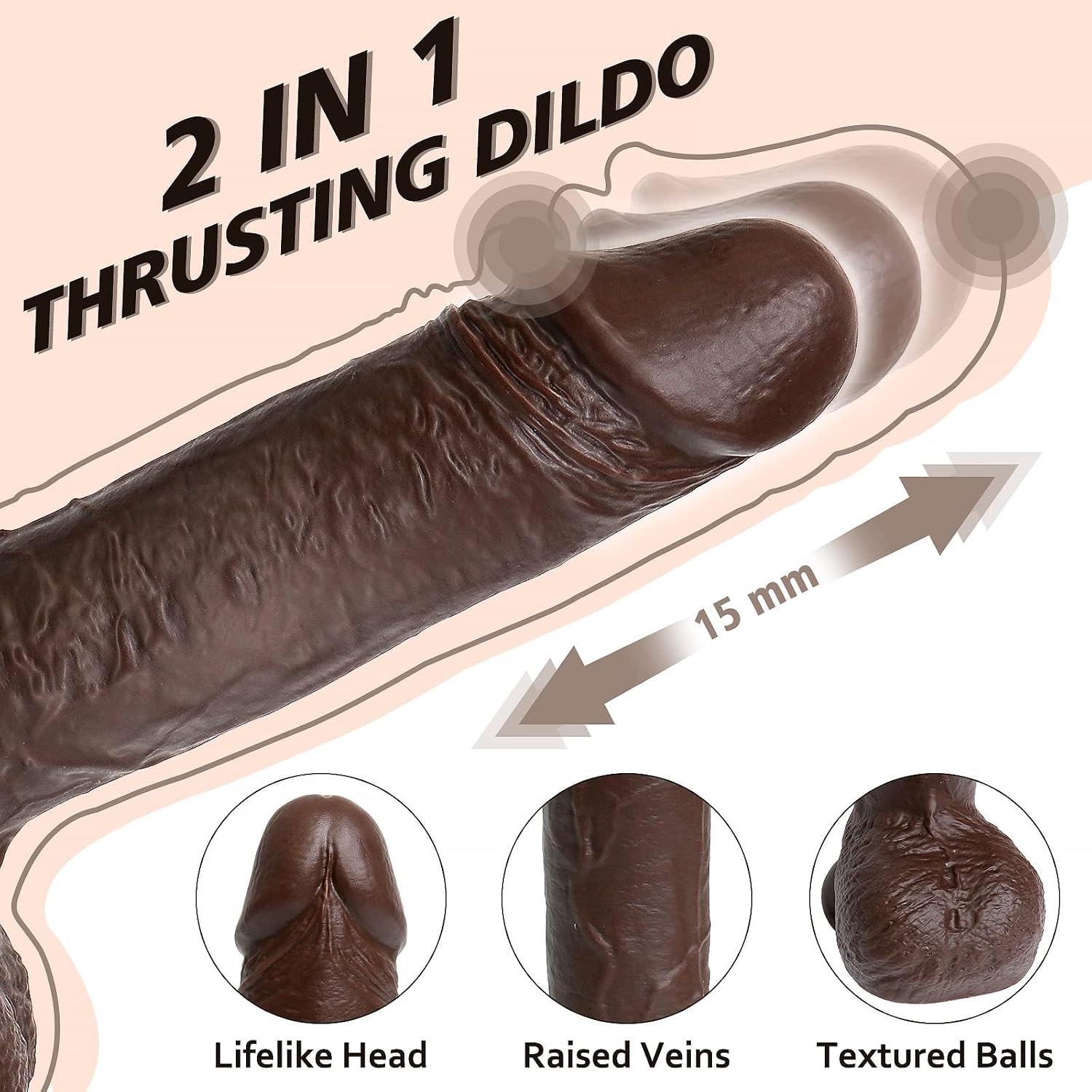 Thrusting Dildo Vibrator with Suction Cup, Remote & APP Control Realistic Penis with 9 Vibrating & Thrusting for G Spot Stimulation, Anal Massager Adult Sex Toys, Suction Cup Adult