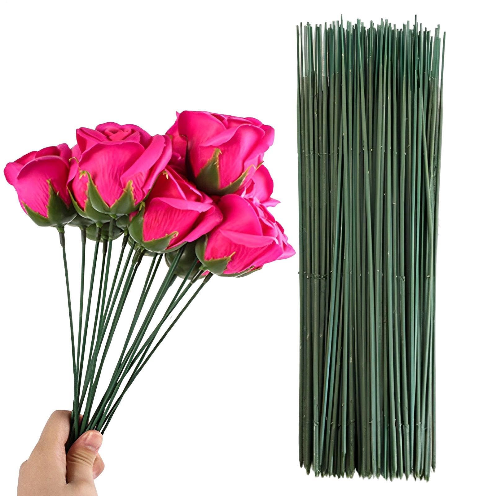 200 Pack Floral Stem Wires, 9.8 inch Artificial Paper Flower Wire, Green Crafting Florist Wire Stems for Flower Arrangements, Wreaths, Bouquent Wrapping and Crafts