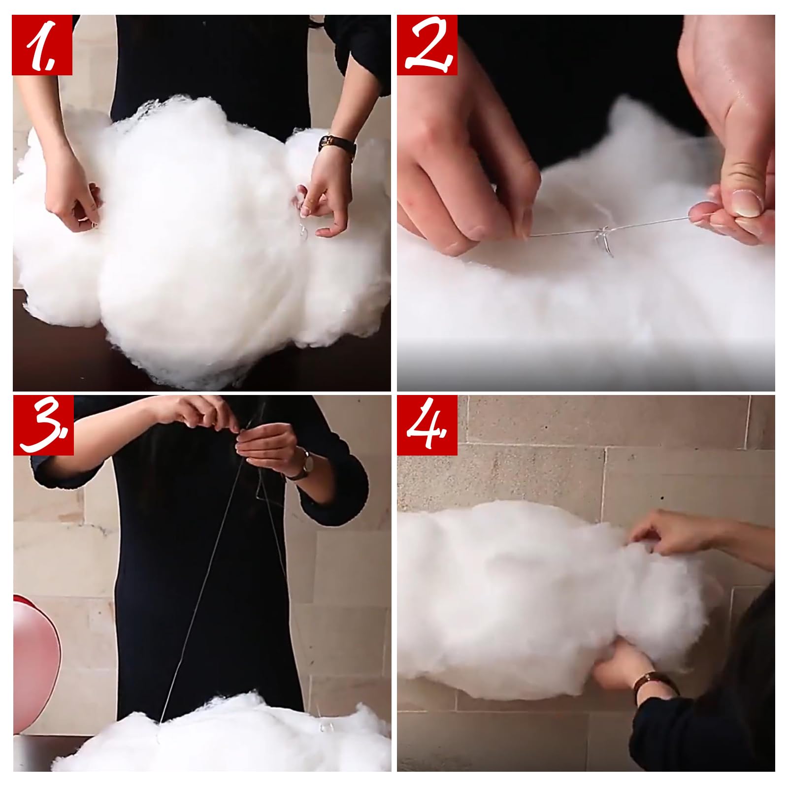 Decoración de nubes algodón 6 piezas colgar techo DIY fiesta