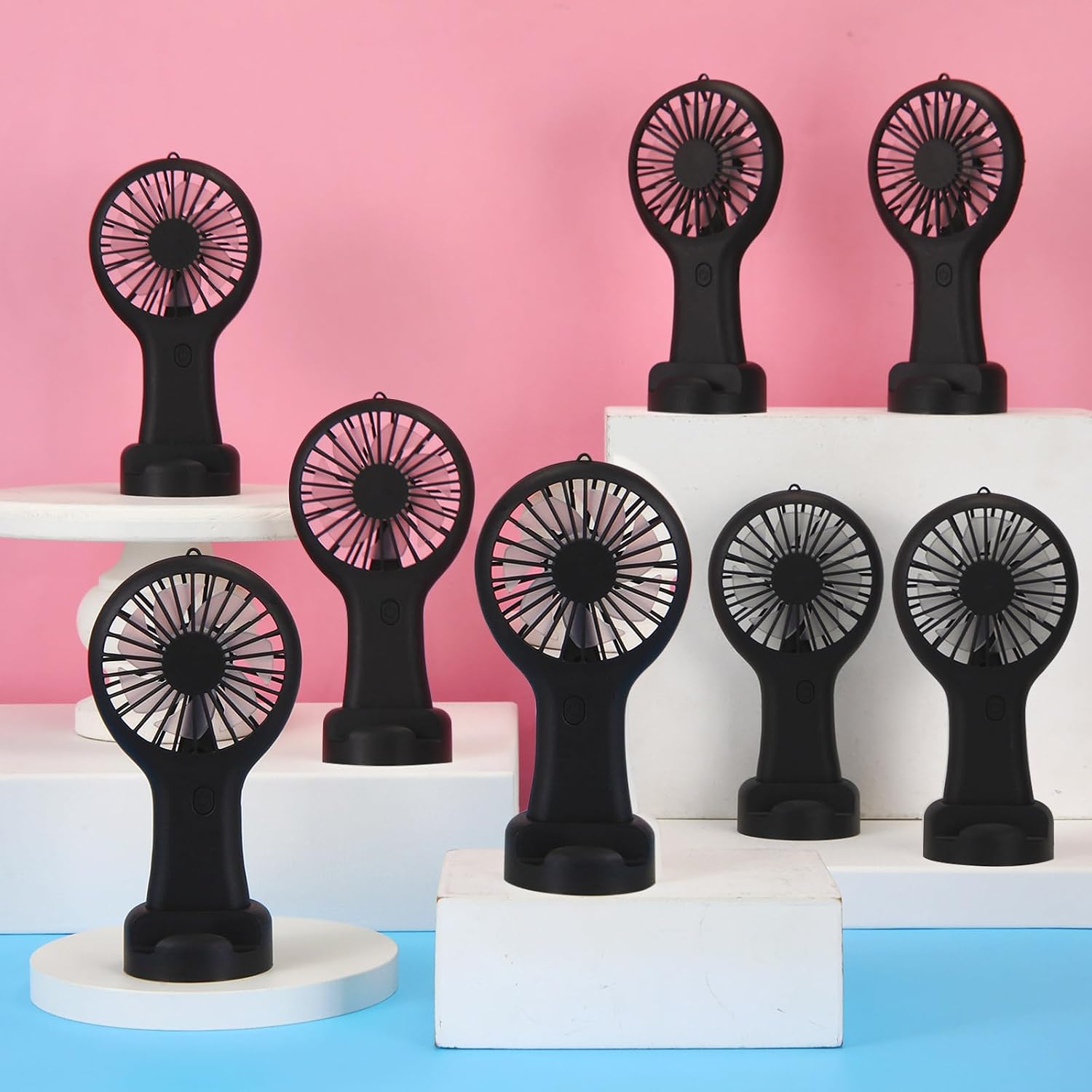 Woanger 60 Pack Powerful Mini Handheld Fan Bulk 3 Speed USB Rechargeable Small Desk Fan Summer Gift for Wedding Beach Outdoor Women Eyelash (Black)