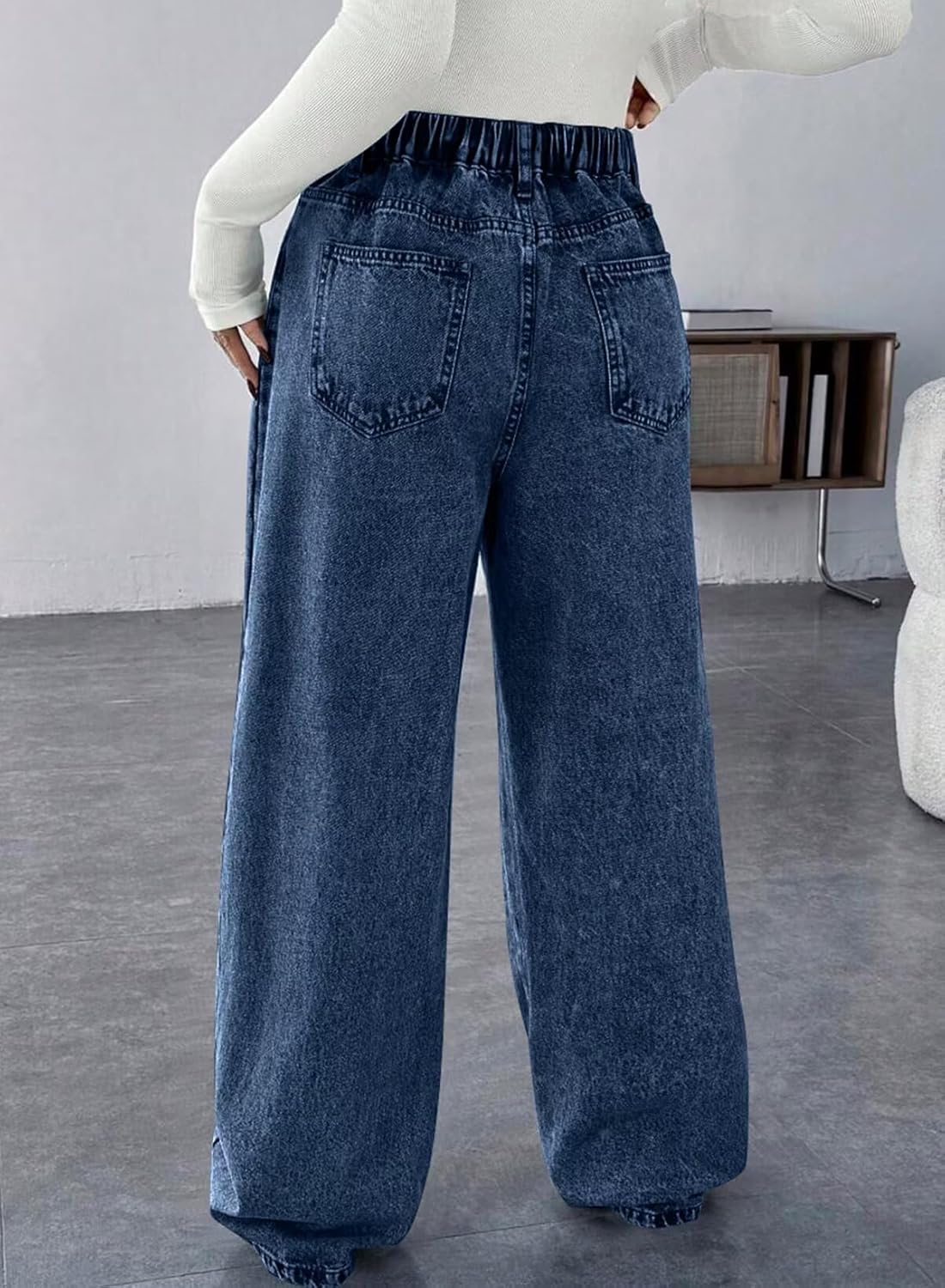 BLENCOT Maternity Jeans for Women High Waist Straight Leg Pregnancy Denim Pants with Pockets - Image 3