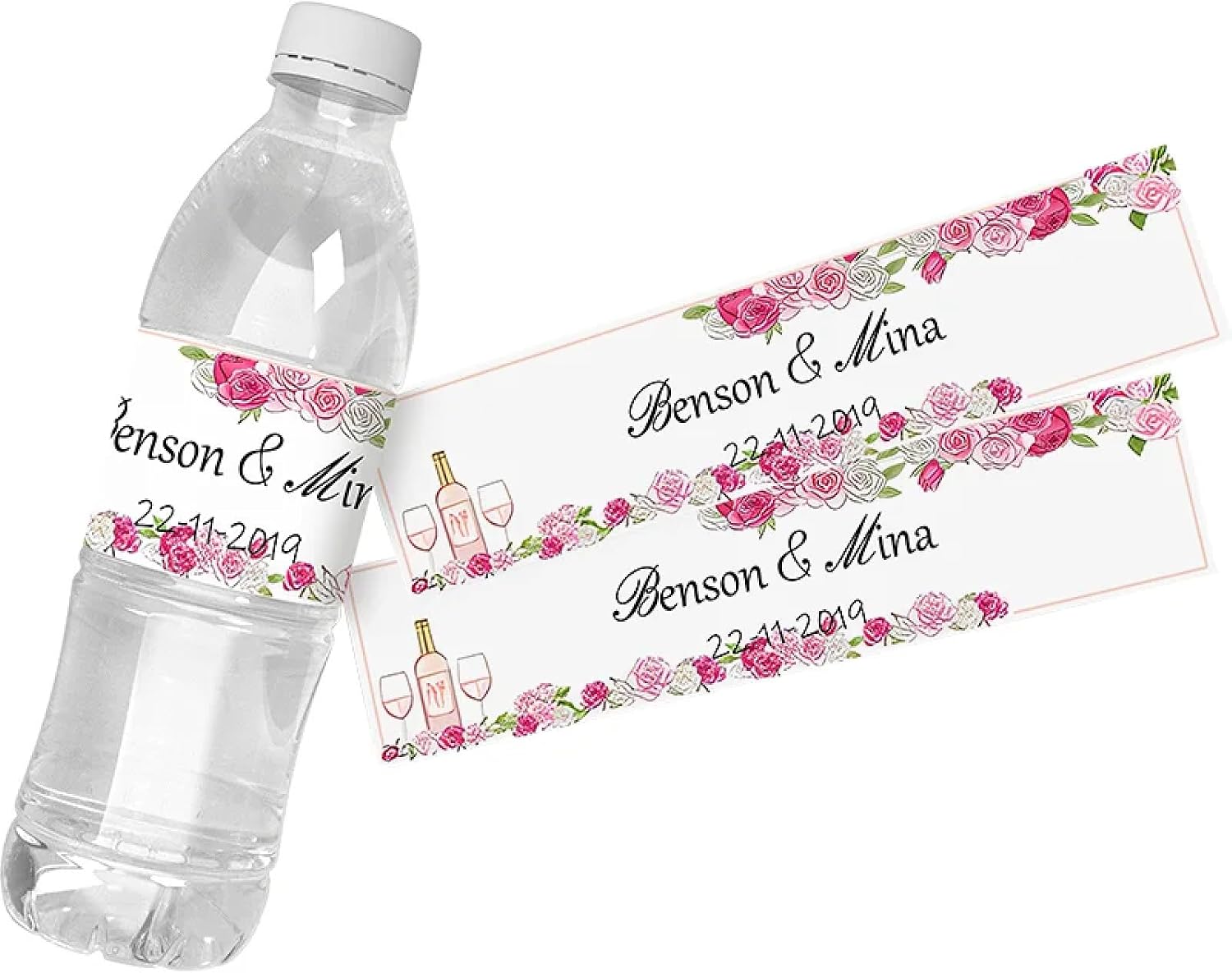 50/100 Pieces Wedding Water Bottle Labels - Floral Pattern Personalized Party Bottle Stickers, Personalized Water Bottle