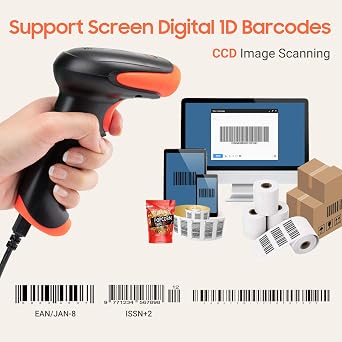 Tera Barcode Scanner 1D CCD Handheld : 1500 Pixel, Plug and Play, 1500C