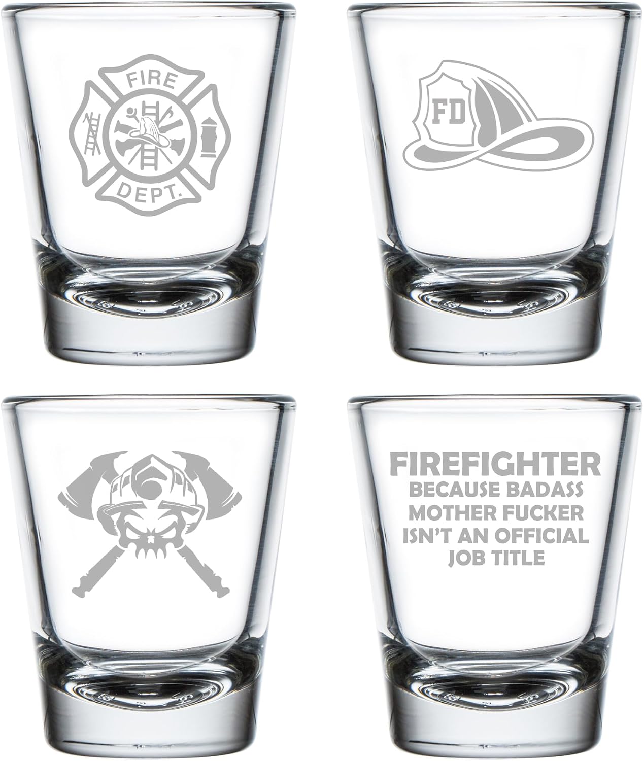 MIP Set of 4 Shot Glasses 1.75oz Shot Glass Gift Firefighter Collection