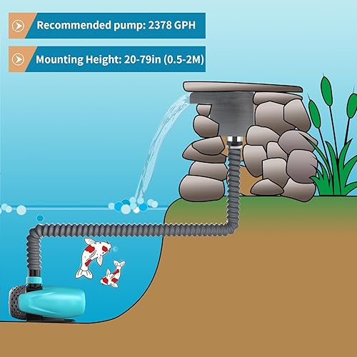 Miniatura 7 de Fuente de piscina de acero inoxidable 304 con conector, derrame de agua rectangular de 12 pulgadas para piscina, jardín, estanque al aire libre, spa