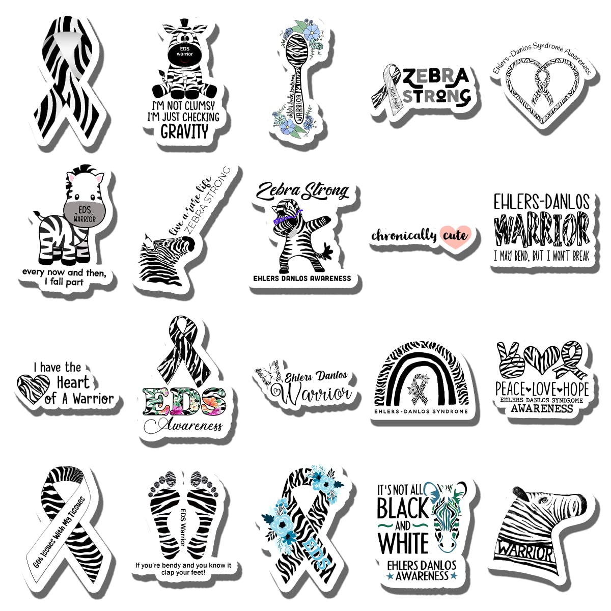 UNILYLY 20 Pcs Ehlers Danlos Syndrome EDS Awareness Ribbon Sticker Window Decal Stickers Laptop Bicycle Car Water Bottle Van Decoration Label for Mom Women Automotive Exterior Accessories, 2 x 2 inch