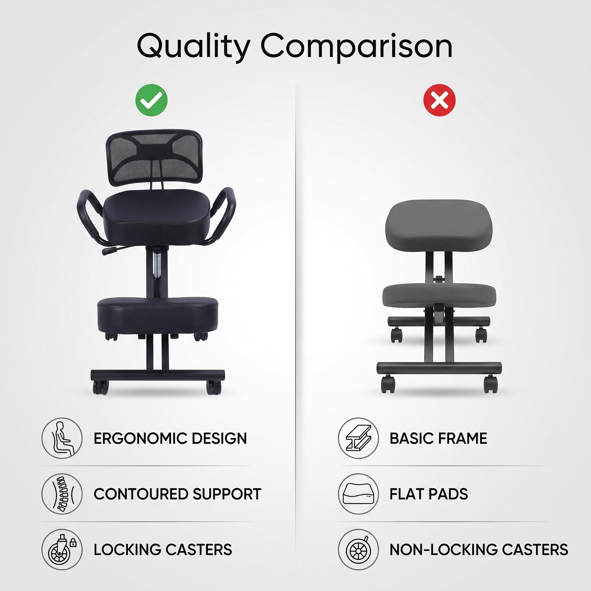 Krzesło Klęczące, Ergonomiczne Krzesło Klęczące, Regulowane Krzesło Poprawiające Postawę z Kółkami i Podparciem Pleców, Ergonomiczne Krzesło do Biur Domowych Sala Konferencyjna