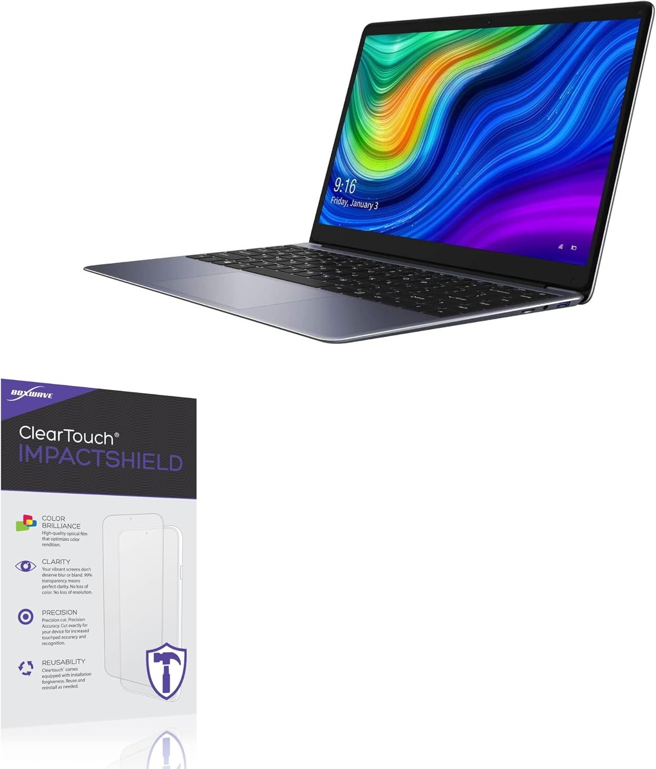 BoxWave Screen Protector Compatible With Chuwi HeroBook Pro - ClearTouch ImpactShield (2-Pack), Impenetrable Screen Protector Flexible Film