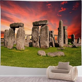 Sunset Tapestry Home Decor Wall Hanging Stonehenge Prehistoric Salisbury England Sunset Red Gray Tapestry Backdrop For Bedroom Living Room Indoor Outdoor Decoration 60×40 In