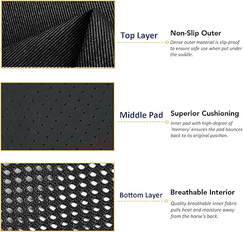 Miniatura 4 de Harrison Howard Dyna-Sorb - Almohadilla de media silla de montar con memoria de absorción de impactos para caballo
