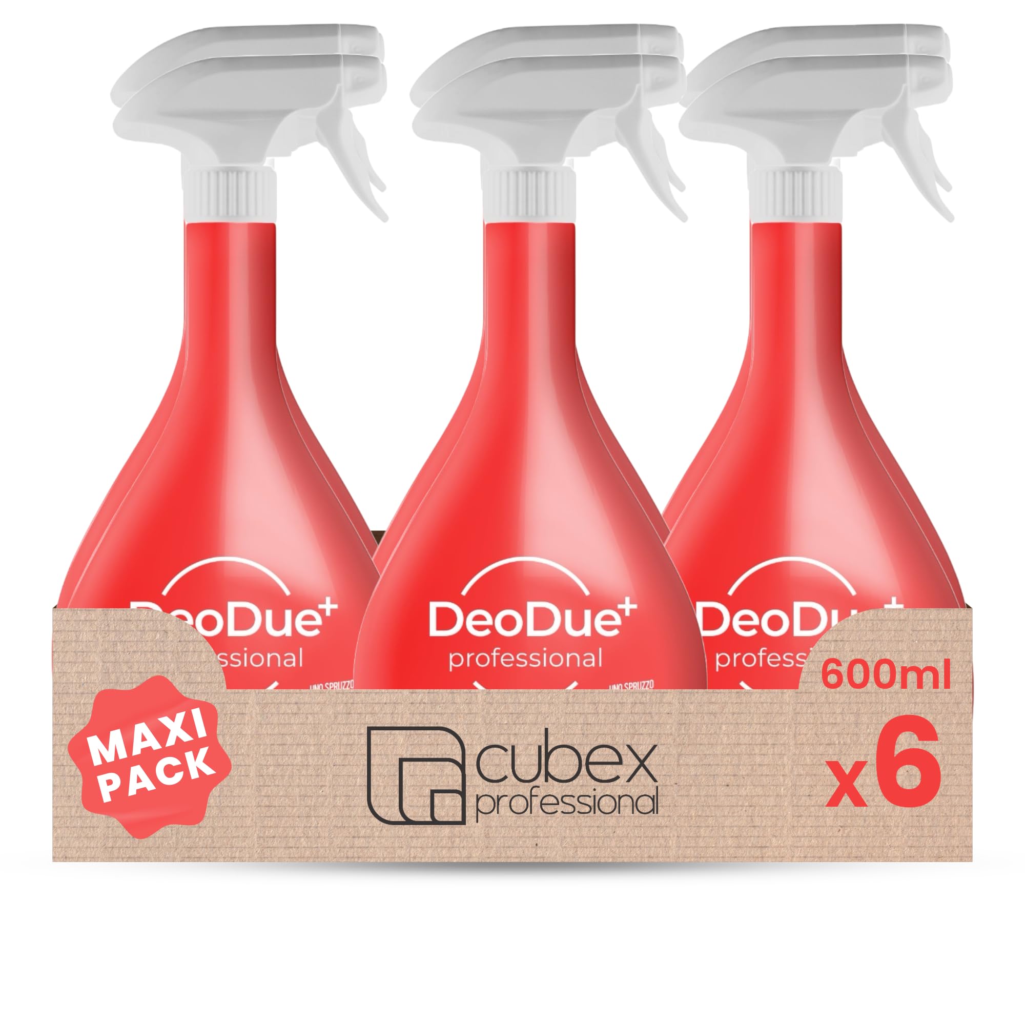 DeoDue+ Professional Energy 6 x 600 ml – Ambientador bifásico, cada espray dura hasta 72 horas y neutraliza los malos olores – Notas frutos rojos