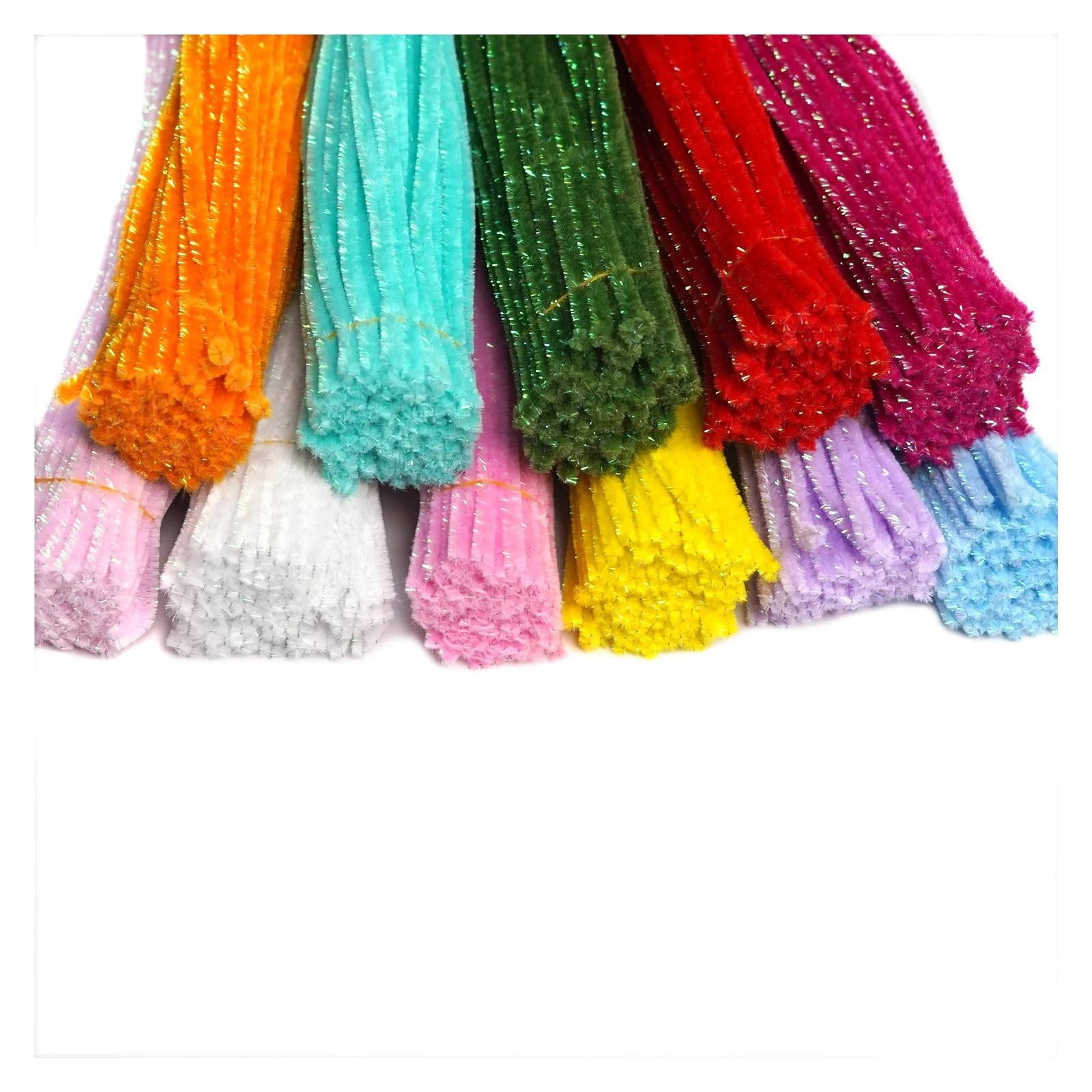Lot de 600 cure-pipes à paillettes + 4 bâtons de colle, décoration créative (couleurs foncées)
