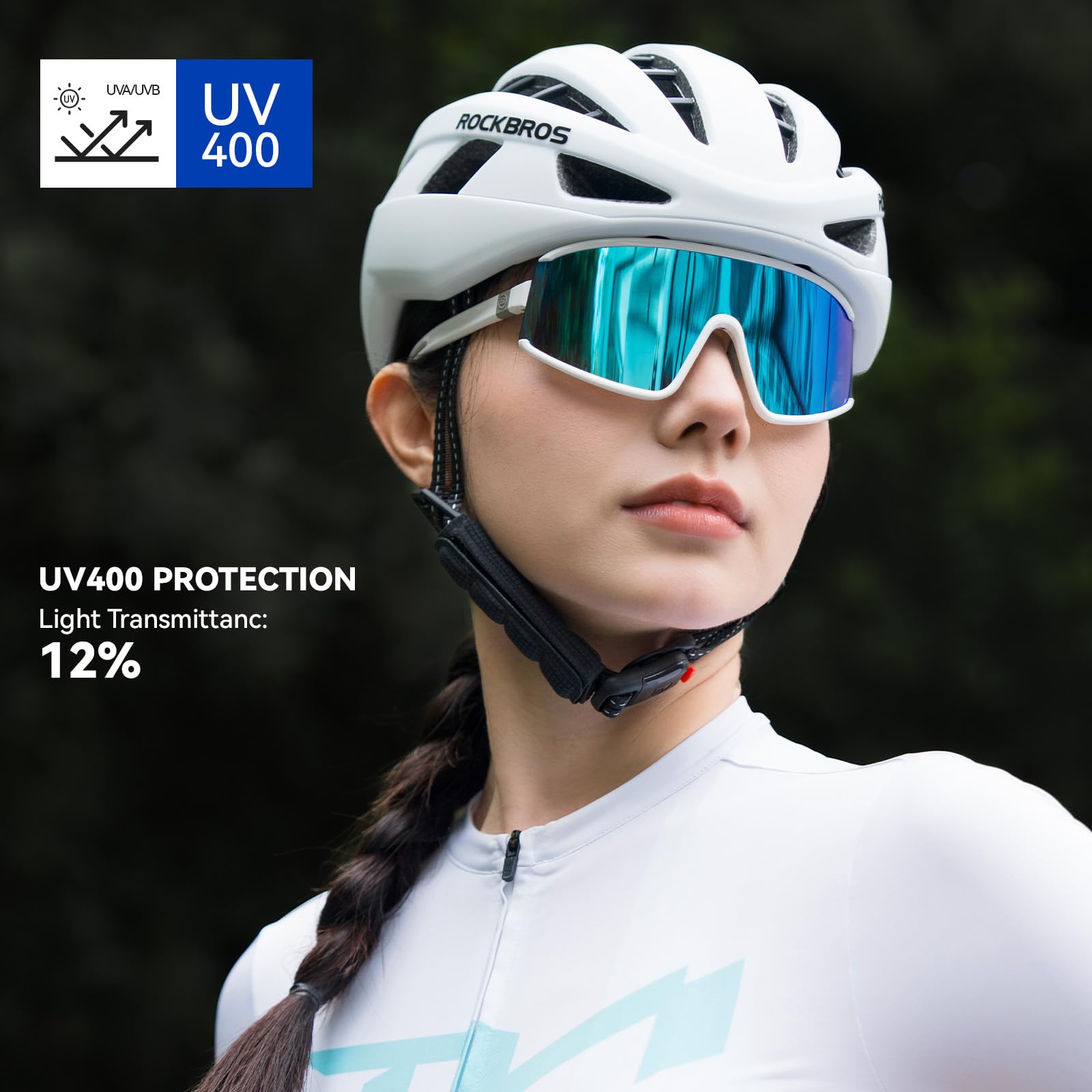 ROCKBROS Lunettes de Soleil Polarisées Cyclisme, Lunettes de Soleil de Sport Homme Femme, Protection UV400 TR90 Monture Ultra-Légère, pour Cyclisme Golf Pêche et Course à Pied