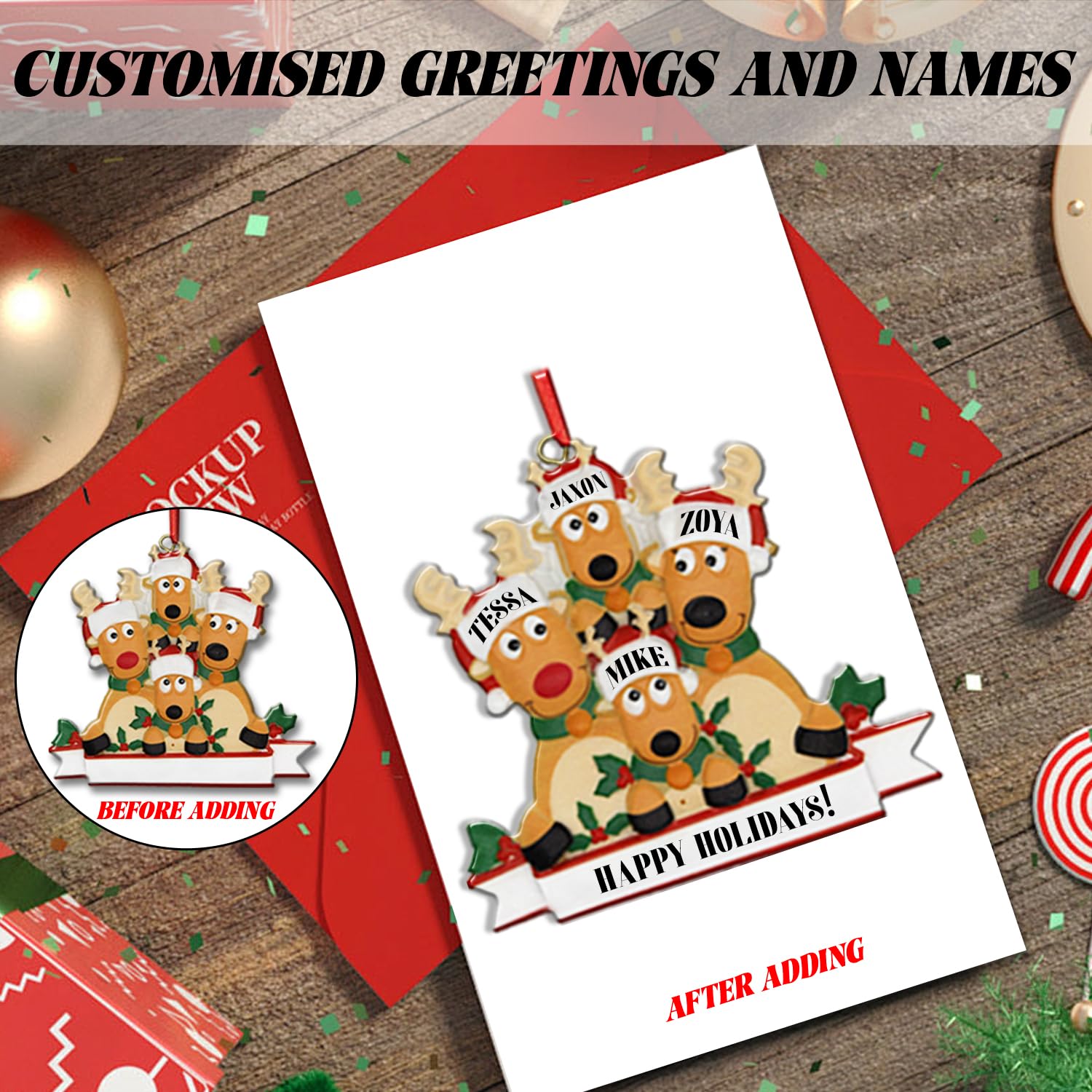 Décoration Custom Noël 2024 Décoration Noël Personnalisée Nom De Famille - Ornement Résine 4.3x3.5 Pouces, Pour Sapin Creche De Noel