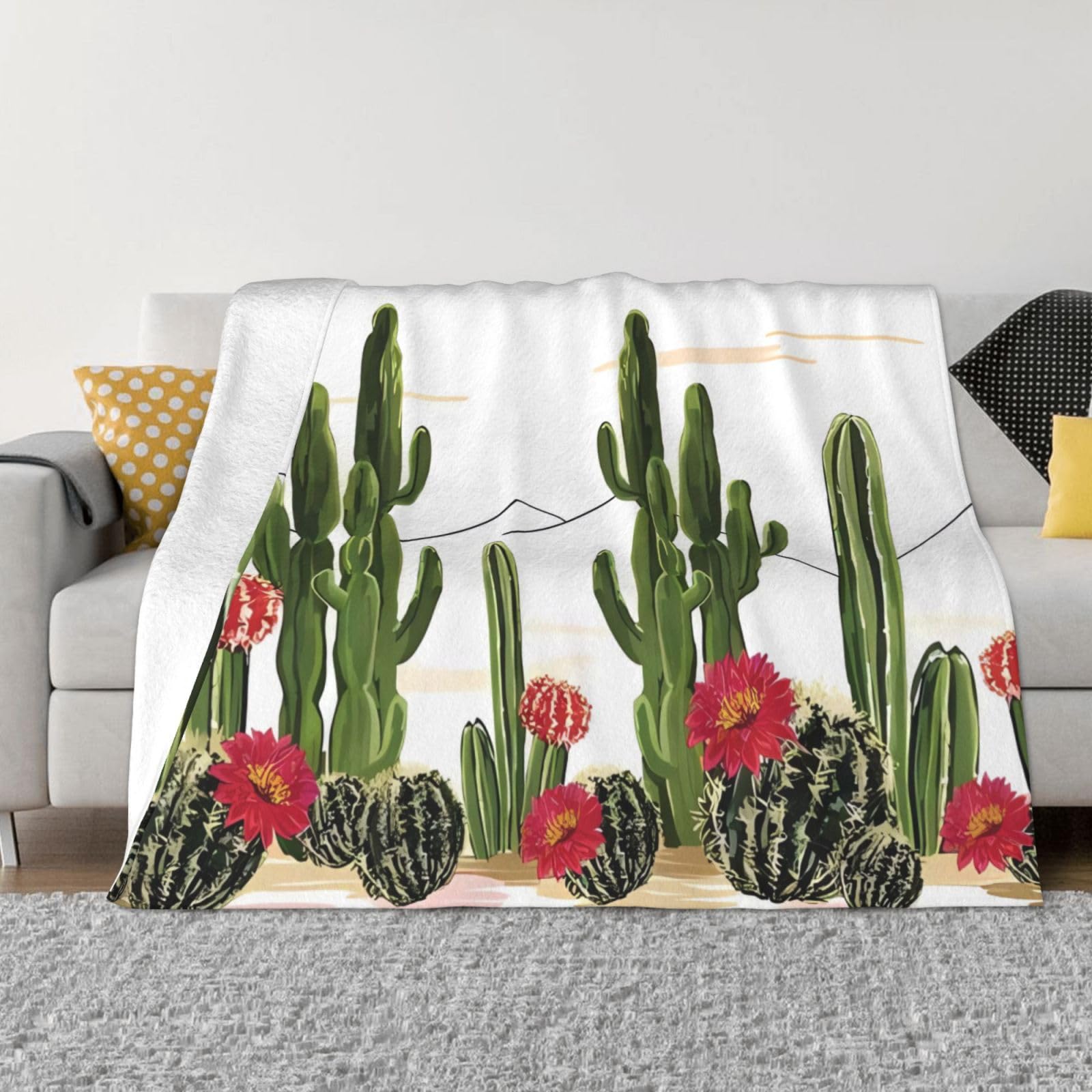 Couverture lit canapé plaid flanelle cactus voyage salon bureau