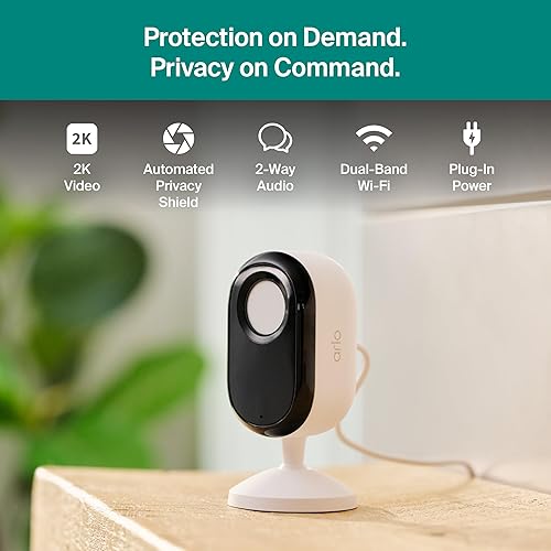 Miniatura 5 de Arlo Essential - Cámara de seguridad para interiores 2K (3 generación, versión 2025) - Alimentación enchufable con cable, reconocimiento de