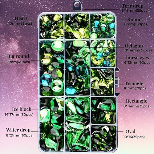 Miniatura 8 de 650 piezas de diamantes de imitación acrílicos grandes para coser, piedras de cristal, 2 agujeros, diamantes de imitación con parte trasera plana