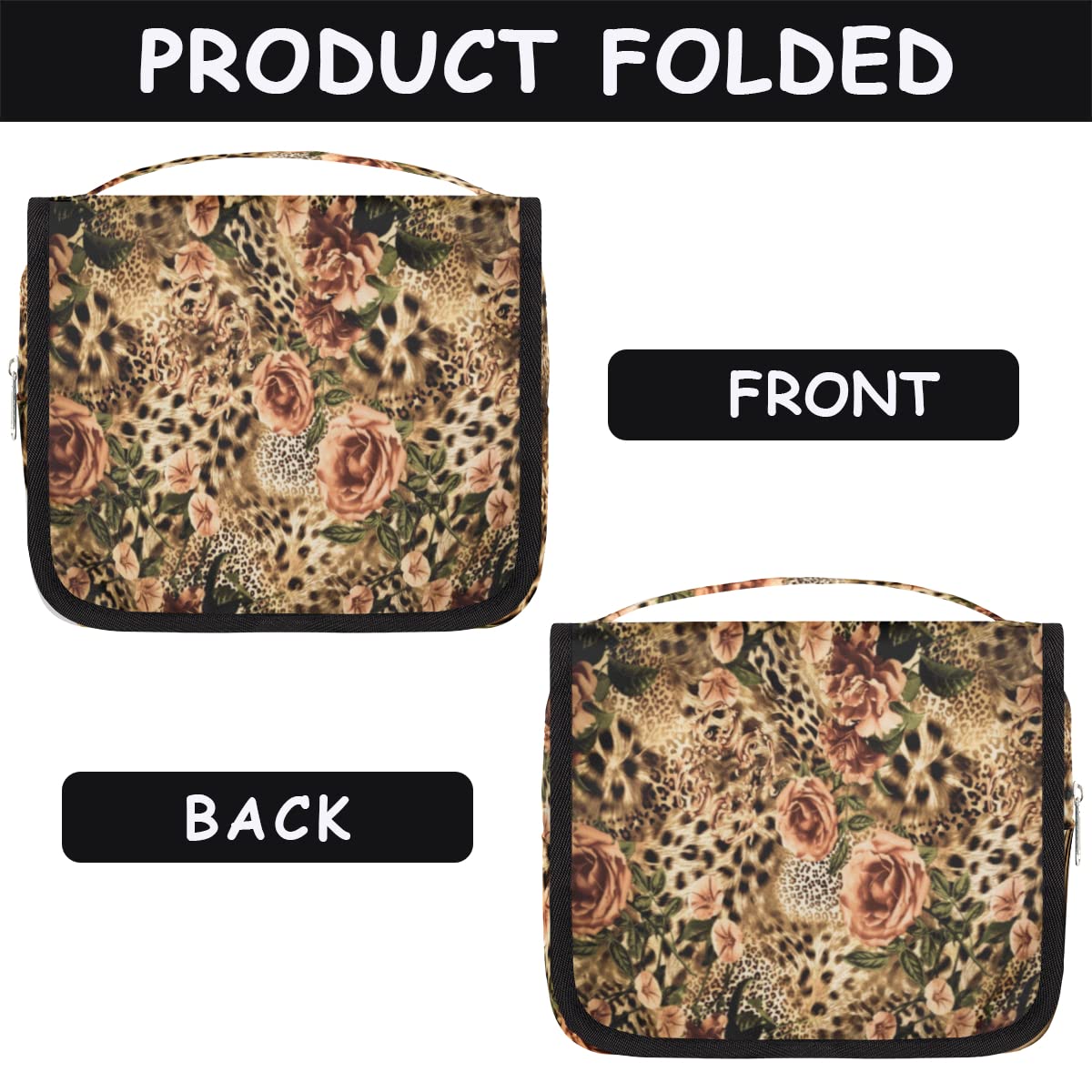 Reise-Kulturbeutel, Tiger-Leoparden-Blumendruck, Tiger, Kulturbeutel, Unisex, hängende Toilettenartikel, Kosmetik, Make-up-Organizer