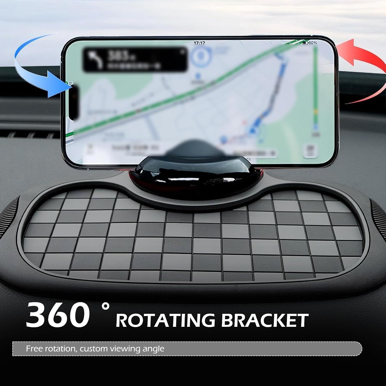 SLIMI 1 PC Multifunction Car Anti-slip Mat, Car Dashboard Phone Holder, Anti-slip Rubber Organizer Pad with Temporary Parking Numbe, Universal Dashboard Accessories, for Most Cars (Black #02)