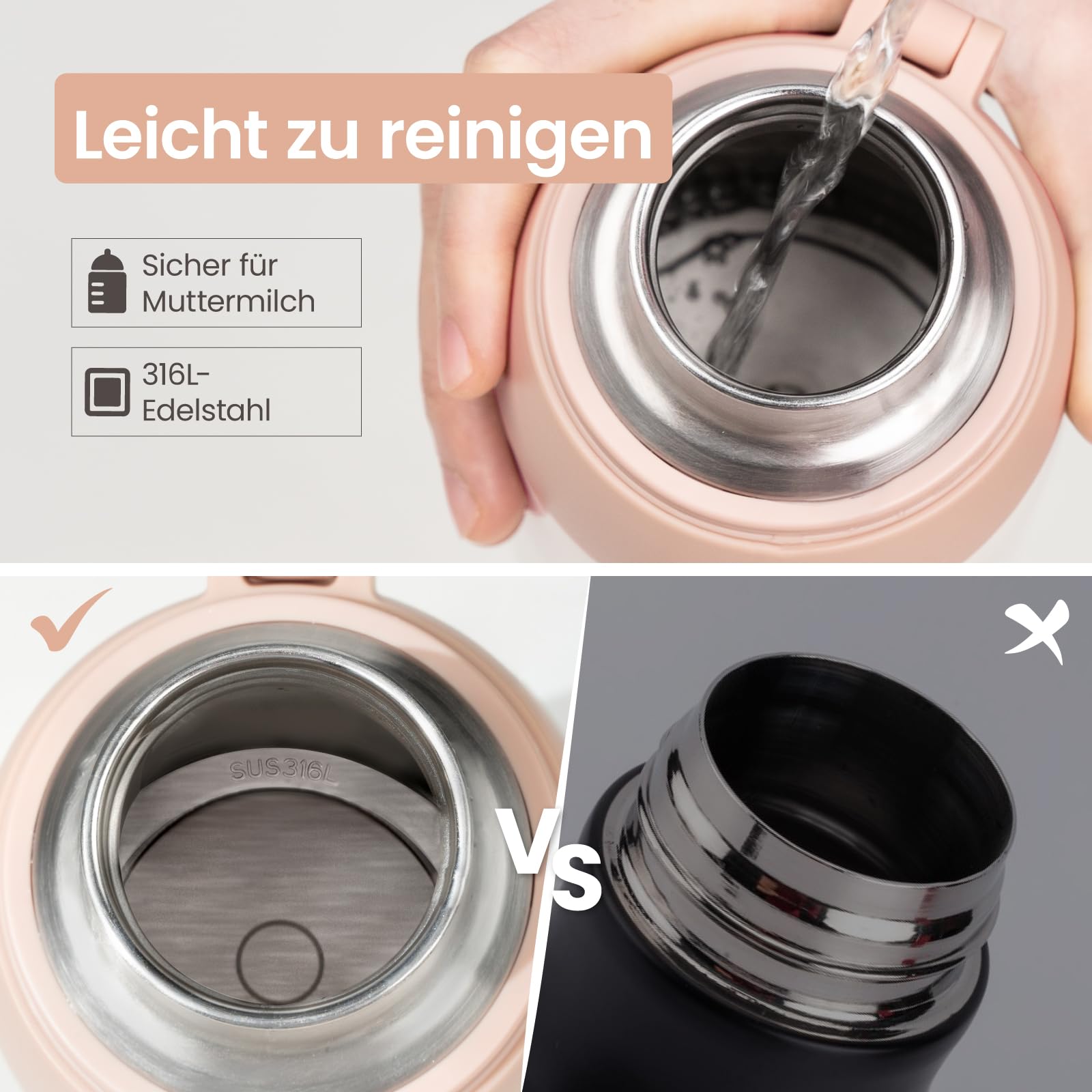 Family Tragbarer Flaschenwärmer Baby Unterwegs mit 500ml Große Kapazität, Schnelle Erwärmung, USB-C & 36 W, Präzise Temperaturregelung bis 55°, für Muttermilch und Wasser