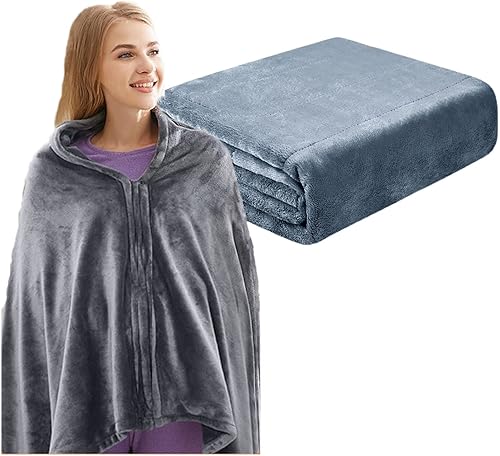 Manta térmica USB cálida para hombres y mujeres, manta térmica portátil para oficina, hogar y exteriores (azul con 3 ajustes de calor)