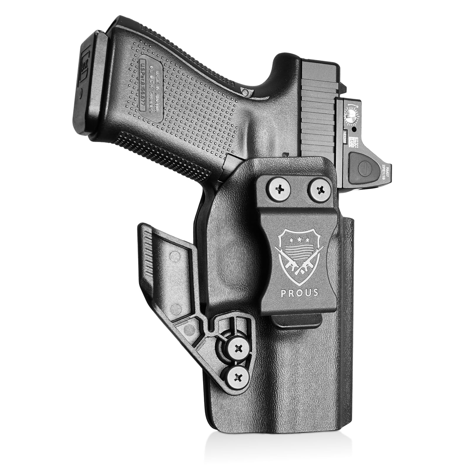 PROUS Kydex IWB Holster Select for Echelon/Hellcat Pro, Canik Mete MC9, S&W Bodyguard 2.0/M&P9/.40, Glock 19/43X MOS, Sig P365/P320 M17 M18, Taurus G2C, Optic-Ready, Adjustable Cant & Retention, Right