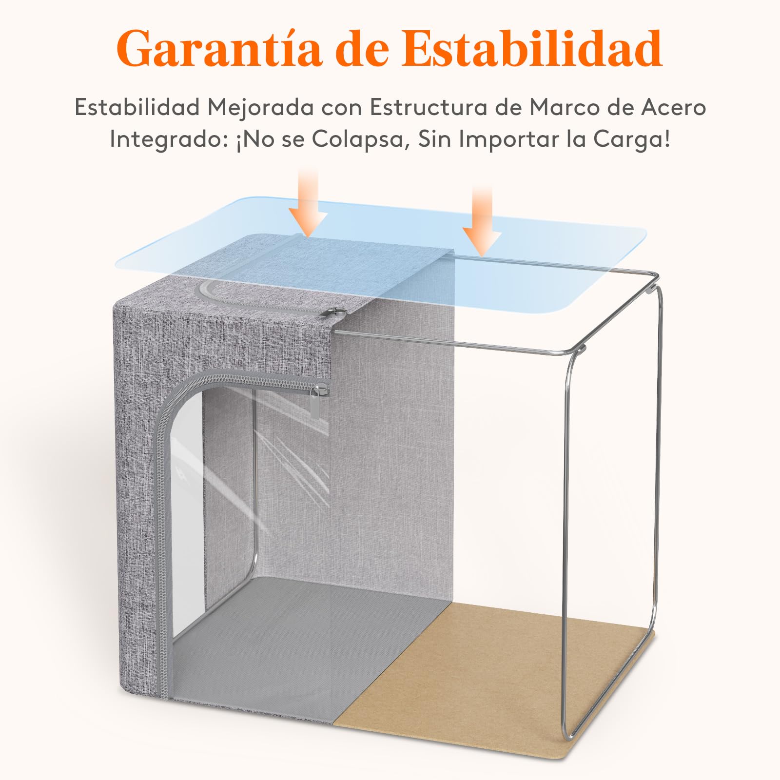 Lifewit Cajas Almacenaje Ropa con Marco de Metal, Organizador Armario Apilable, Bolsas Almacenaje Ropa, Bolsas Para Guardar Ropa, Edredones, Colchas, Gris Claro, 75 L, 4 Piezas
