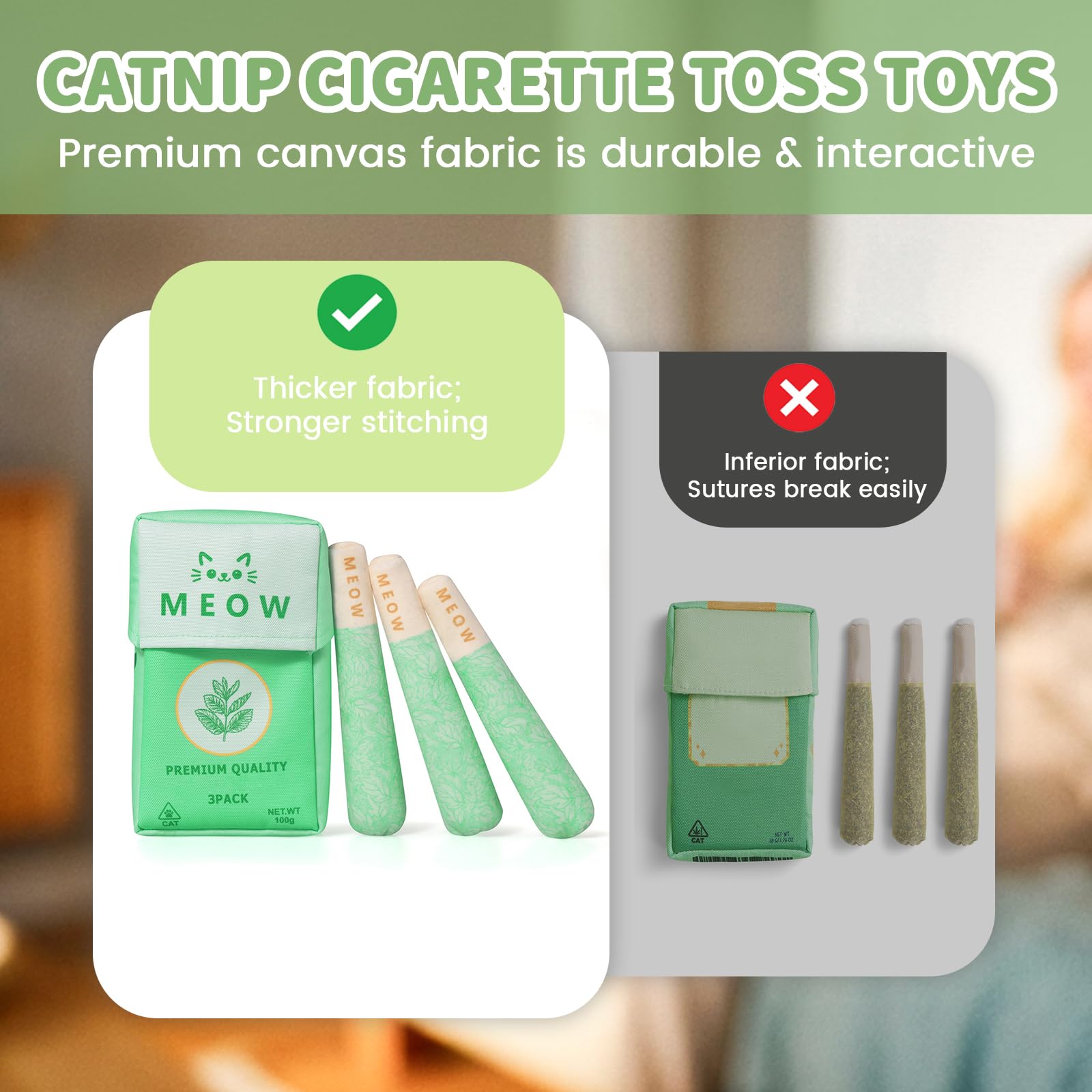 Paquete de 6 juguetes de hierba gatera para gatos masticables con 2 bolsas, orgánicos y seguros para gatitos, juguetes de dentición y juguetes de pateador, juguete divertido para aliviar el estrés