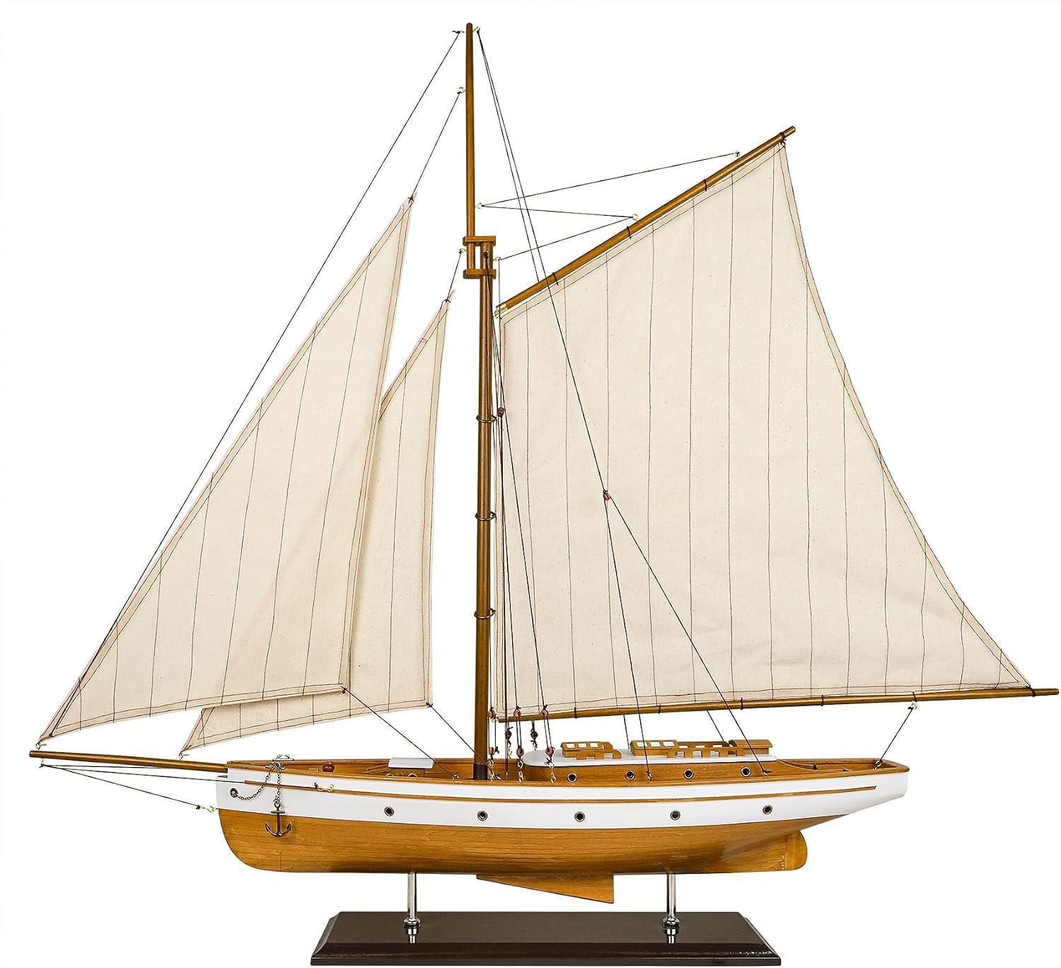 SAILINGSTORY Wooden Sailboat Model Ship Sailing Boat Decor 37" Natural | Handcraft Authentic Details, Nautical Decor